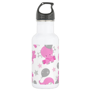 Bouteille D'eau Motif d'éléphants roses, éléphants mignons, étoile