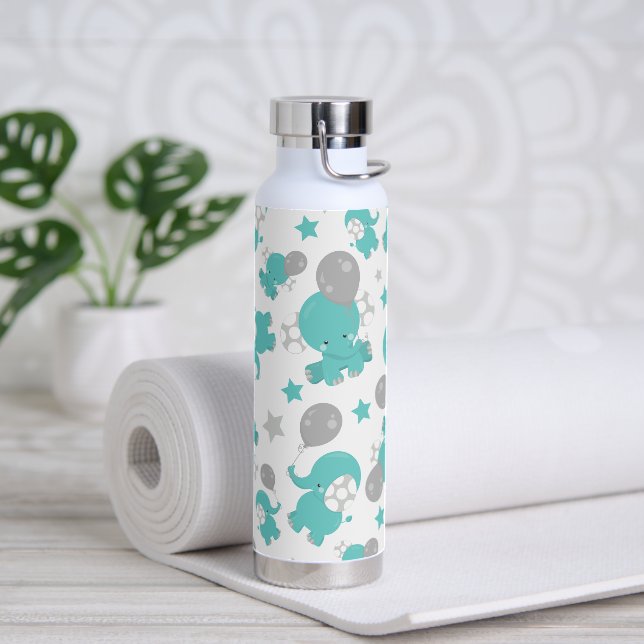 Bouteille D'eau Motif Des Eléphants Bleus, Eléphants Mignons, Étoi (Yoga)