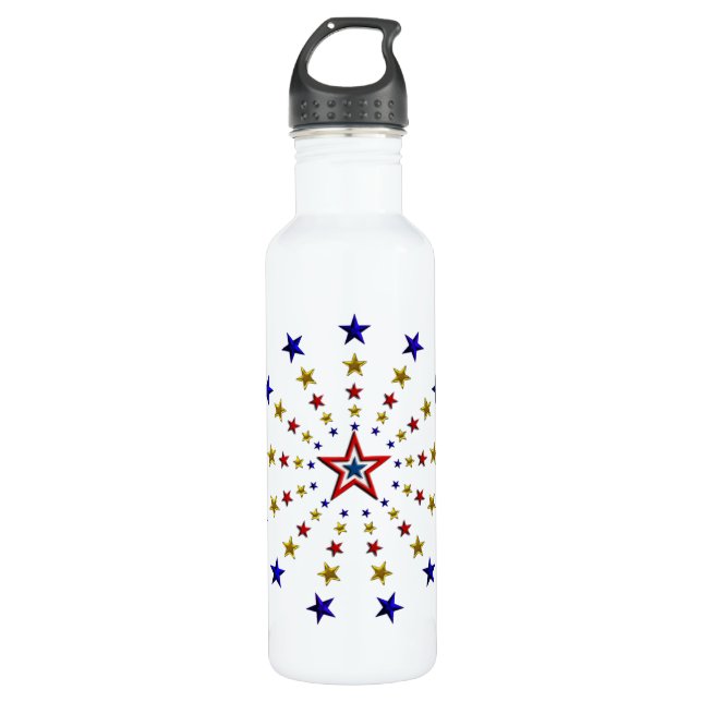 Bouteille D'eau Motif des étoiles patriotiques (Devant)