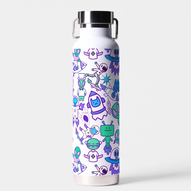 Bouteille D'eau Motif d'espace rétro (Avant)
