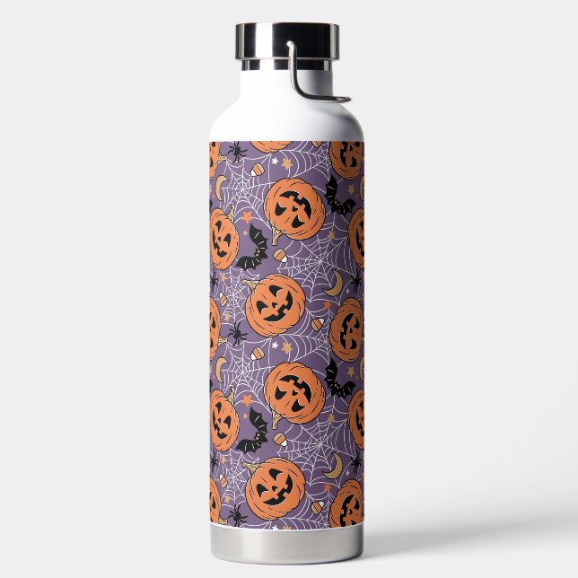 Bouteille D'eau Motif d'Halloween violet Jack-O-lanterne (Droite)