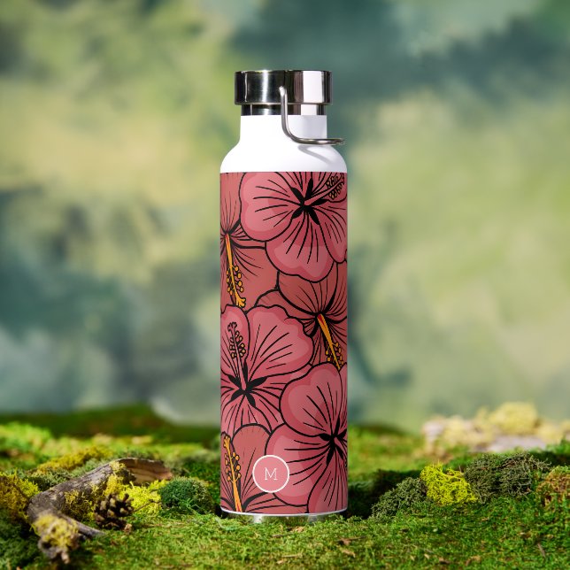 Bouteille D'eau Motif d'hibiscus tropical personnalisé (Extérieur)