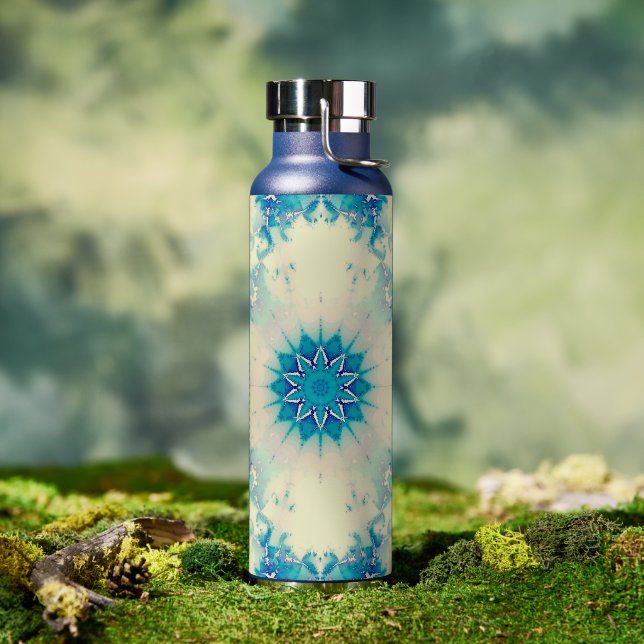 Bouteille D'eau Motif d'hiver Frosty Blue Snowflake (Extérieur)