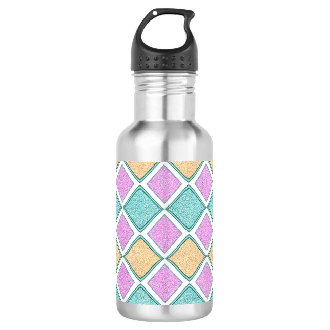 Bouteille D'eau Motif diamant prisme Harlequin pastel (Devant)