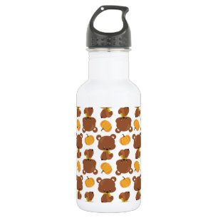 Bouteille D'eau Motif d'ours, jolis ours, automne, citrouilles