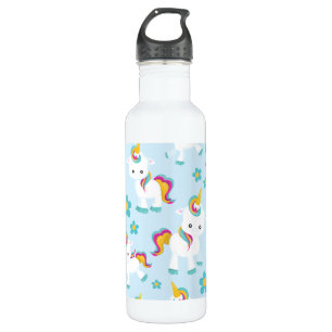 Bouteille D'eau Motif D'Unicornes, De Mignons Unicornes, Fleurs