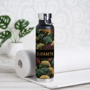 Bouteille D'eau Motif élégant de Ginkgo Monogramme de nom Tons de