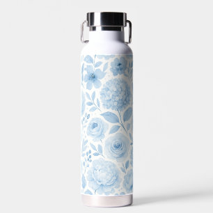 Bouteille D'eau Motif floral aquarelle bleu blanc