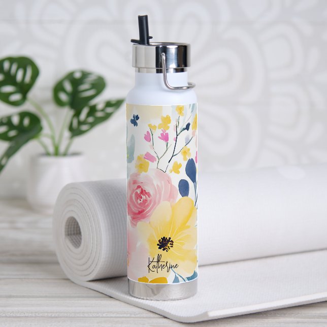 Bouteille D'eau Motif Floral Aquarelle moderne (Yoga)