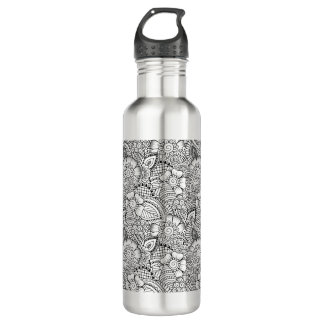 Bouteille D'eau Motif floral de griffonnage