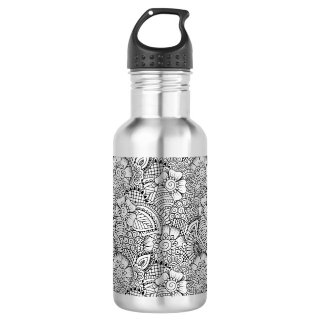 Bouteille D'eau Motif floral de griffonnage (Devant)
