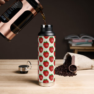 Bouteille D'eau Motif Fraise, Fraises Rouges, Fruit, Feuille