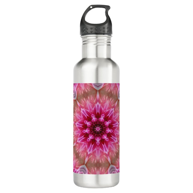 Bouteille D'eau Motif géométrique à fleurs rose Mandala-67545 (Devant)