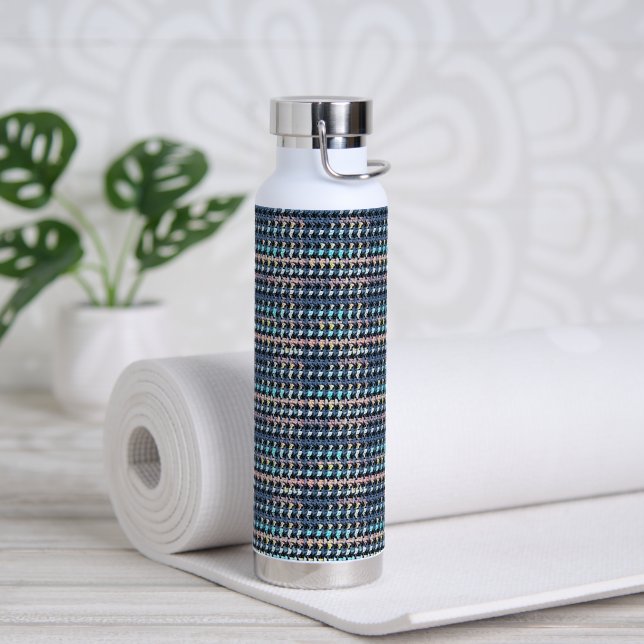 Bouteille D'eau Motif géométrique à rayures texturées abstraites   (Yoga (pivoté))