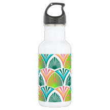 Motif géométrique avec feuilles de palme et fleurs