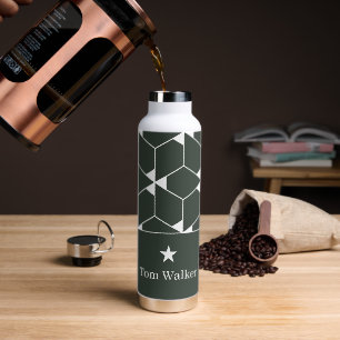 Bouteille D'eau Motif géométrique moderne avec étoile et nom