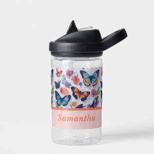 Bouteille D'eau Motif girly floral papillon coloré féminin