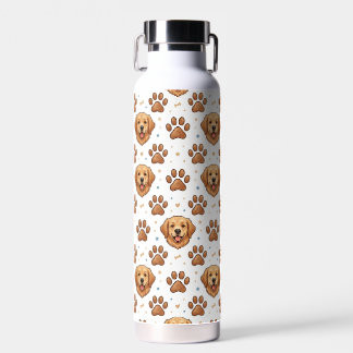Bouteille D'eau Motif Golden Retriever Empreintes de Patte de Chie