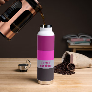 Bouteille D'eau Motif gris rose et gris foncé pourpre rayures
