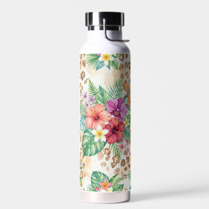Bouteille D'eau Motif Imprimé Léopard Floral Tropical