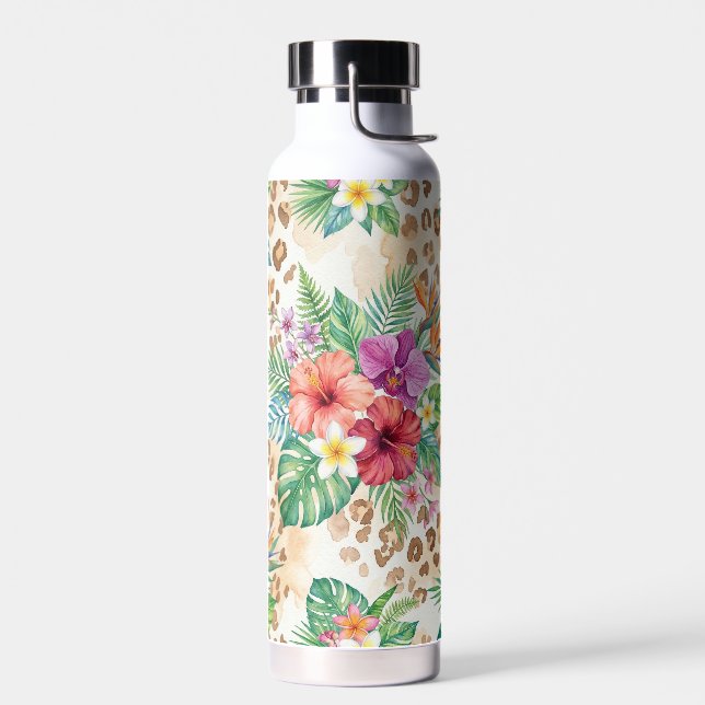Bouteille D'eau Motif Imprimé Léopard Floral Tropical (Gauche)