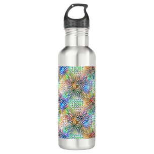 Bouteille D'eau Motif Mandala Blanc Sur Des Tons Bijoux Colorés