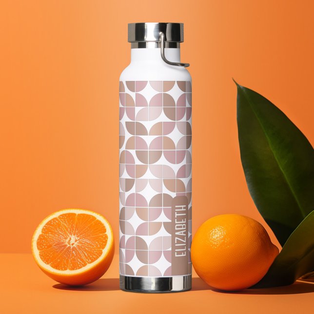 Bouteille D'eau Motif MCM Half Moon tendance avec bloc de nom brou (Personalized water bottle - custom name half moon pattern)