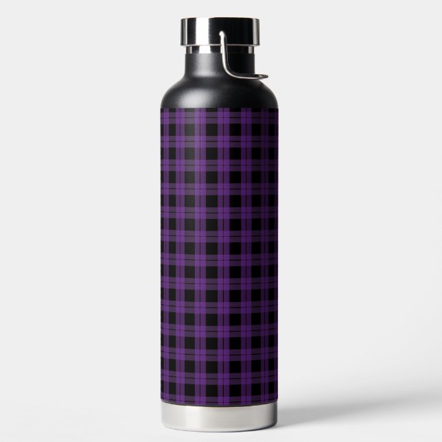 BOUTEILLE D'EAU MOTIF PLAID HALLOWEEN VIOLET ET NOIR (Droite)