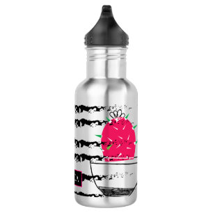 Bouteille D'eau Motif rayé Cactus rose