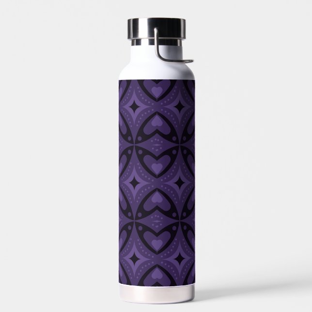 Bouteille D'eau Motif Rétro de Couleur Violet Foncé (Gauche)