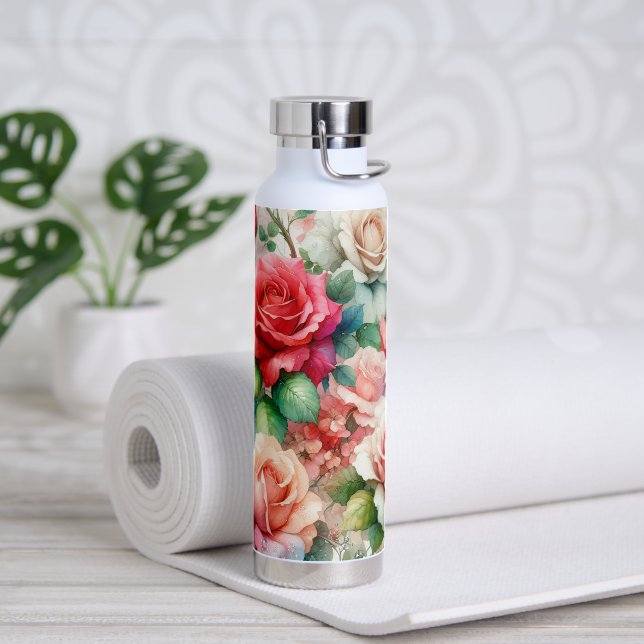 Bouteille D'eau Motif Rose Fantaisiste (Yoga)