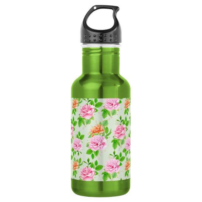 Bouteille D'eau Motif Roses Roses Fleurs (Devant)