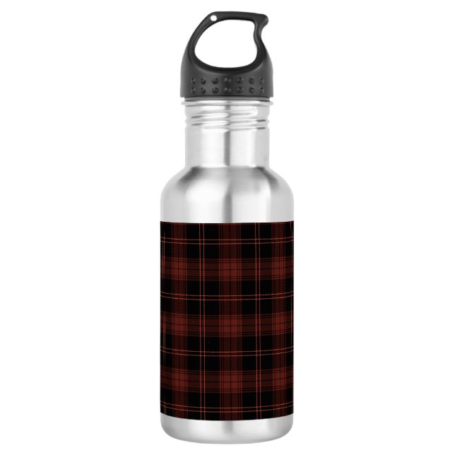Bouteille D'eau Motif rouge chaud, plaqué noir (Tartan) (Devant)