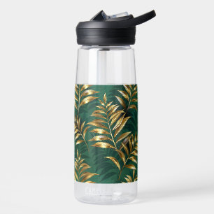 Bouteille D'eau Motif sans couture avec des fougères dorées
