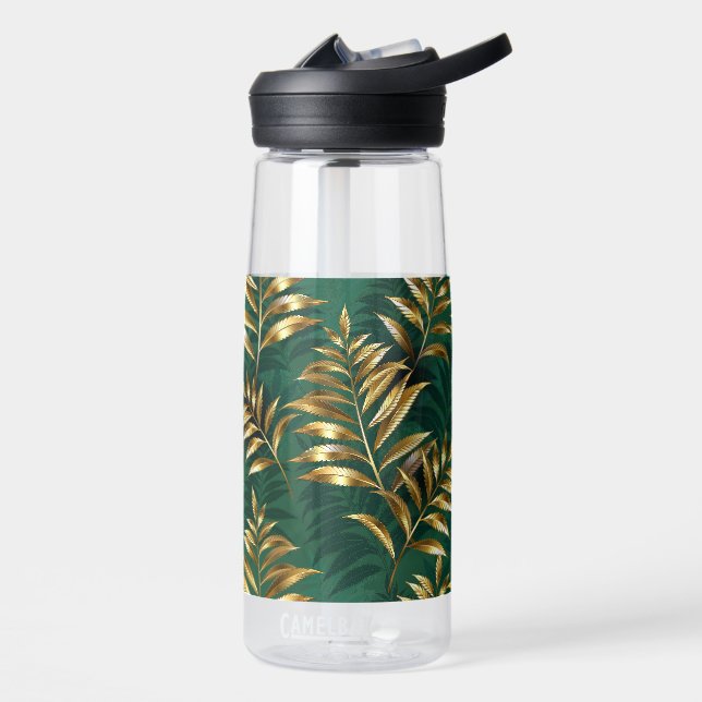 Bouteille D'eau Motif sans couture avec des fougères dorées (Gauche)