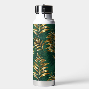Bouteille D'eau Motif sans couture avec des fougères dorées
