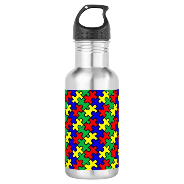 Bouteille D'eau Motif sans couture de puzzle (Devant)