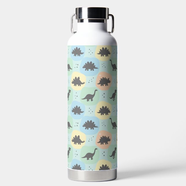 Bouteille D'eau Motif sans couture de silhouette de dinosaure préh (Avant)