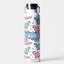 Motif silhouettes de dinosaures pixelisés Pastel A