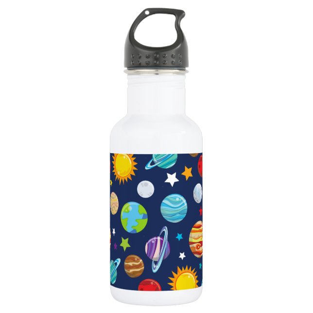Bouteille D'eau Motif spatial, Planètes, Étoiles, Cosmos, Galaxie (Devant)