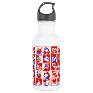 Bouteille D'eau Motif timbre de la Saint-Valentin vintage des anné