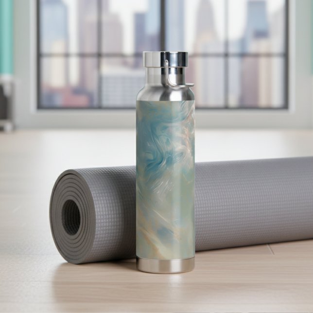 Bouteille D'eau Motif Tourbillon de Marbre Turquoise (Add a touch of style to your water bottle with this Turquoise Marble Swirl Pattern Water Bottle! )
