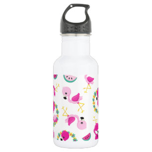 Bouteille D'eau Motif Tropical, Flamants, Pastèques, Fleurs