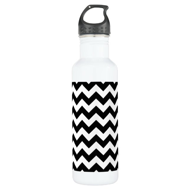 Bouteille D'eau Motif Zigzag noir et blanc, Motif Chevron (Devant)