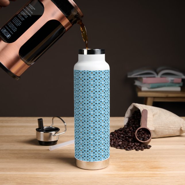 Bouteille D'eau Motifs de chat chic élégants  (Café (pivotée))