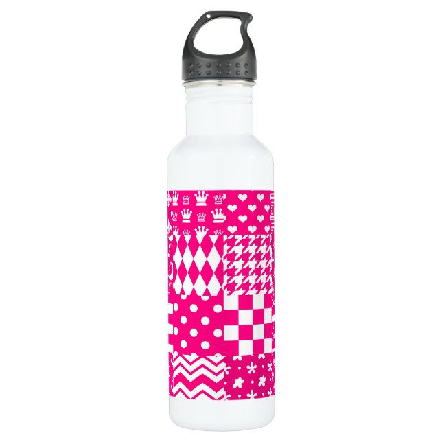 Bouteille D'eau Motifs mélangés rose blanc (Devant)