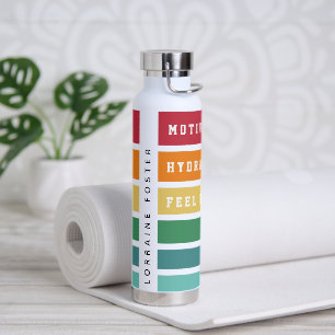 Bouteille D'eau Motivation personnalisée avec rayures rétro, Hydra