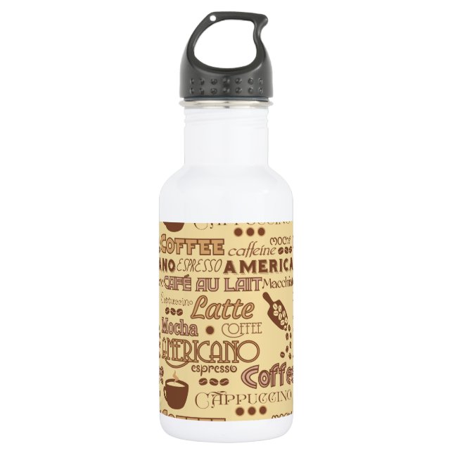 Bouteille D'eau Mots de café (Devant)