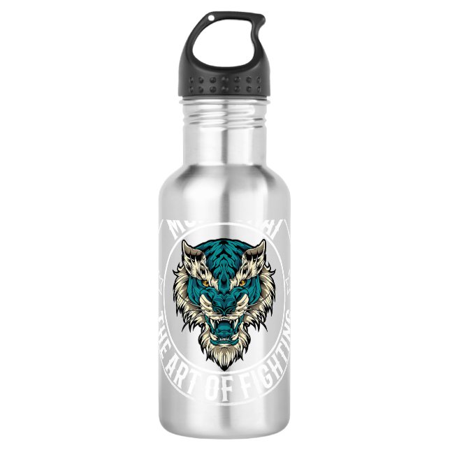 Bouteille D'eau Muay Thai Boxe et Lion Premium (Devant)