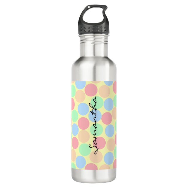 Bouteille D'eau Multi-Color Pastel Dots Pattern Personalised (Devant)